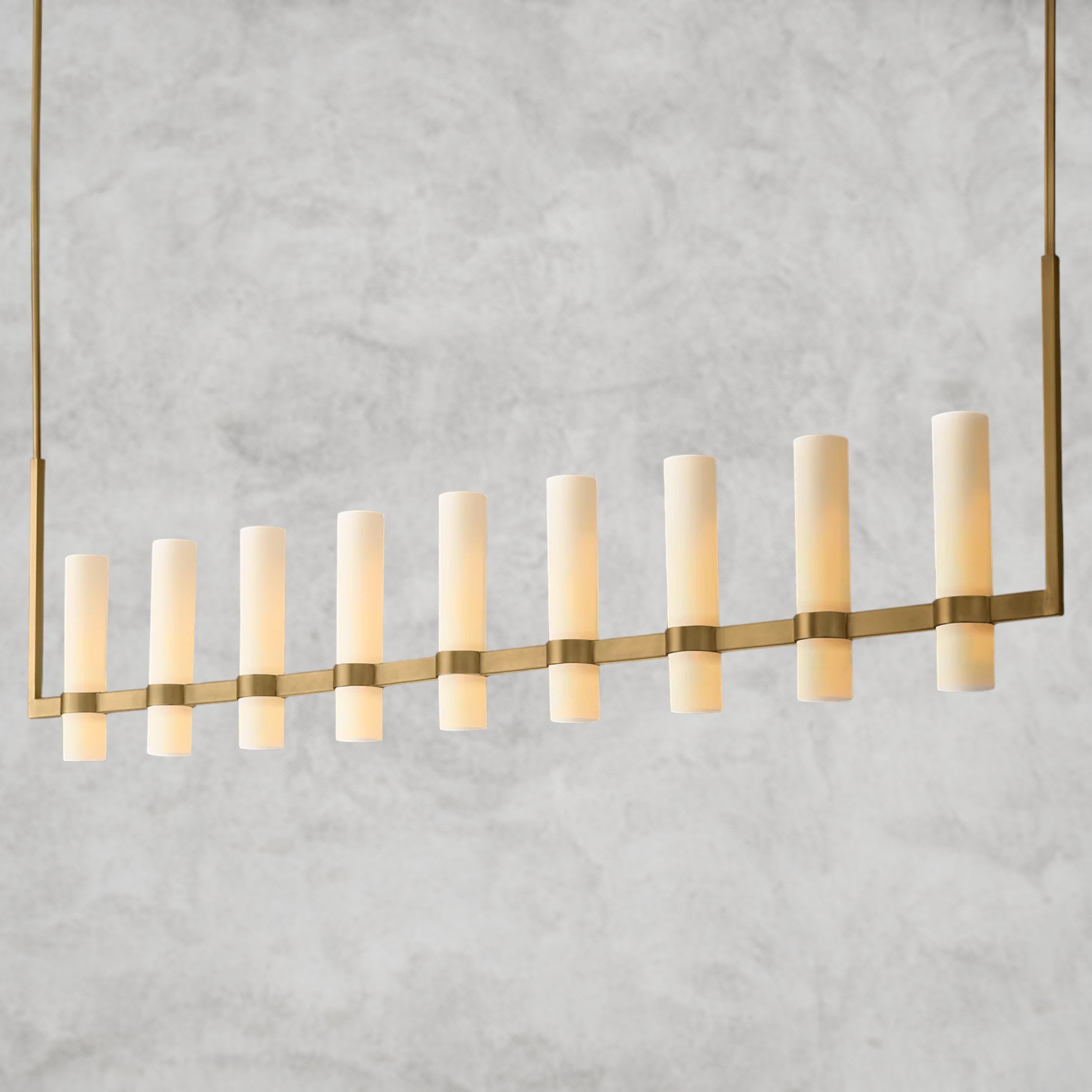 Ravelle Linear Milk Glass Chandelier 59", 71"